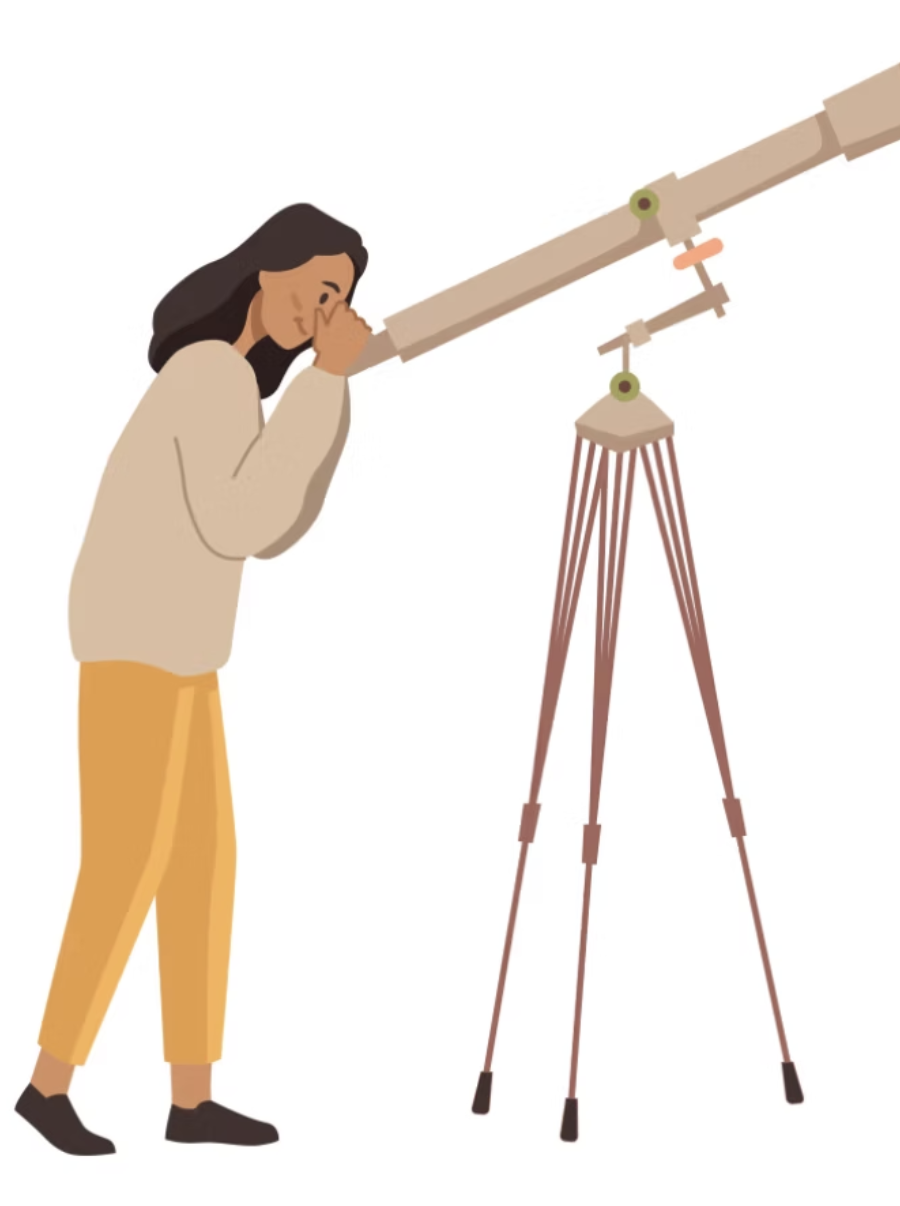 A woman looking through a telescope